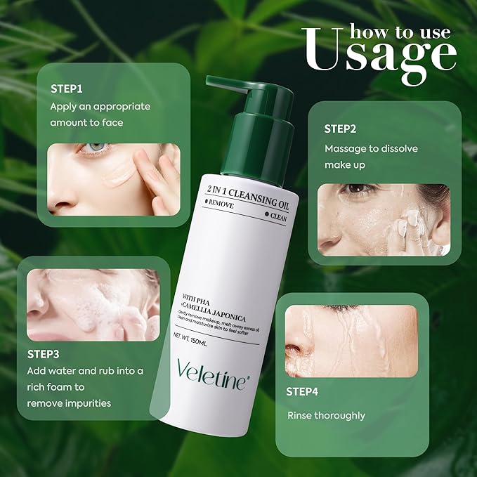 2 In 1 face make up Cleasing Oil,gently remove makeup,melt away excess oil,clean and moisturize skin to feel softer,With Camellia Japonica,Suitable for all skin types.150ml