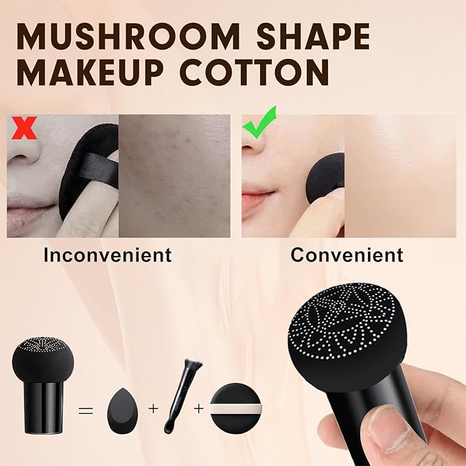 Mushroom Head Air Cushion CC Cream - Tattoo Cover up Makeup Waterproof Long-Lasting Moisturizing Concealer Foundation, Even Skin Tone for All Skin Types (Nude)
