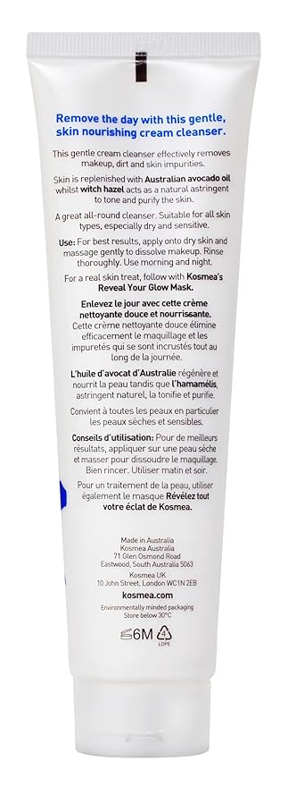 Purifying Cream Cleanser – Hydrating Face Wash for Dry, Sensitive or Normal Skin – Rosehip and Avocado Oil with Vitamins A, B, D – Non-Drying Daily Cleanser – 5.07 fl oz