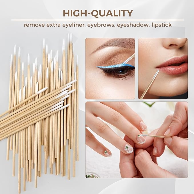 400Pcs Pointed Cotton Swabs in Storage Box - Precision Microblading Cotton Swabs with Wooden Sticks for Makeup, Cleaning Nail Polish, Eyebrow, Tattoo Permanent Supplies, Craft