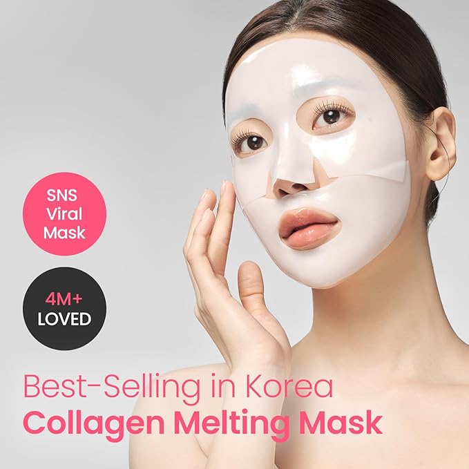 Korean Facial Sheet Mask (Collagen Essence), 4 Count (30g Each) – Moisturizing Care for Smooth-Looking Skin