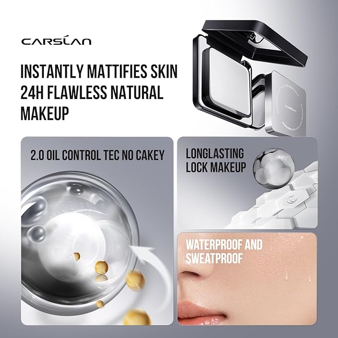 2.0 Black Magnet Soft Focus Powder, Waterproof Translucent Pressed Setting Powder, 24H Longlasting Talc-Free Face Powder, Oil Control Compact Makeup,04 Warm Ivory For Dry&Com Skin, 0.28Oz