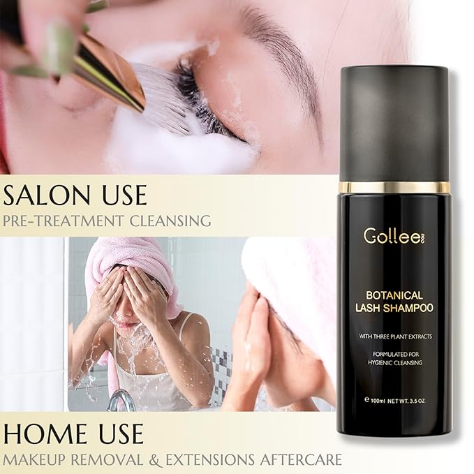 Lash Shampoo -100 ML Eyelash Shampoo Eyelash Extension Cleanser for Lash Extensions with Brush Eyelash Wash for Extensions & Natural Lashes/Paraben & Sulfate Free Safe Makeup Remover