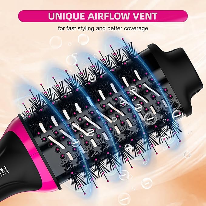 Dual Voltage Hair Dryer Brush for European Travel, Plus 2.0 Blow Dryer Brush with European Plug 110V-120V/220V-240V One Step Hair Dryer and Styler Volumizer with Negative Ion Anti-frizz Styling