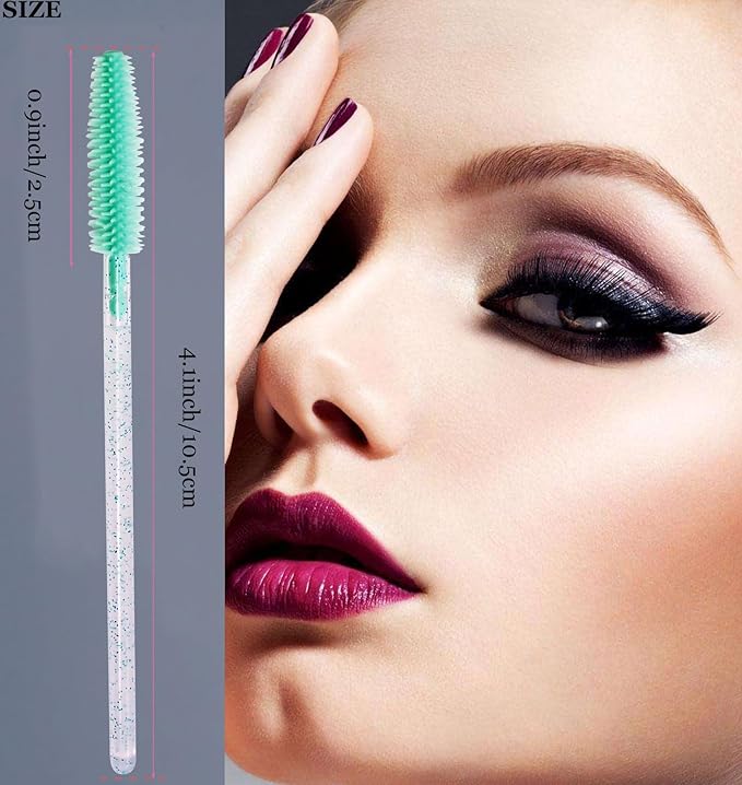 BIHRTC 100PCS Eyebrows Eye Lash Brushes Mascara Wands Disposable Silicone Lip Applicators liner Brushes Makeup Tools Lash Wand for Women Girls Salon Beauty Cosmetic Make Up Tool