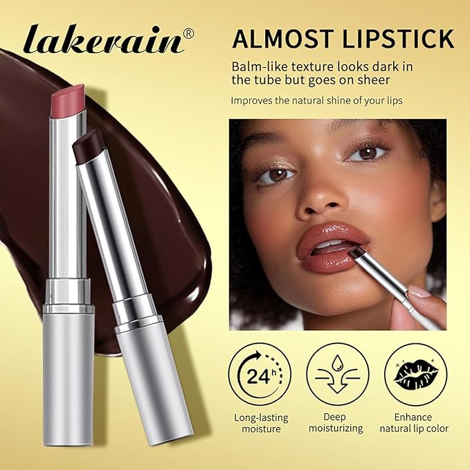 2PCS Honey Lipstick Tinted Lip Balm-Sheer Hydrating Lipstick for All Skin Tones-Moisturizing Lip Color, Nourishing Lip Balm with a Hint of Natural Black Cherry Tint (Black & Pink)