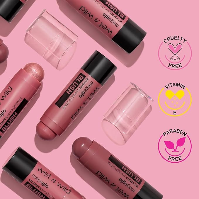 wet n wild MegaGlo Makeup Stick, Buildable Color, Versatile Use, Cruelty-Free & Vegan - Say It Ain't Rose