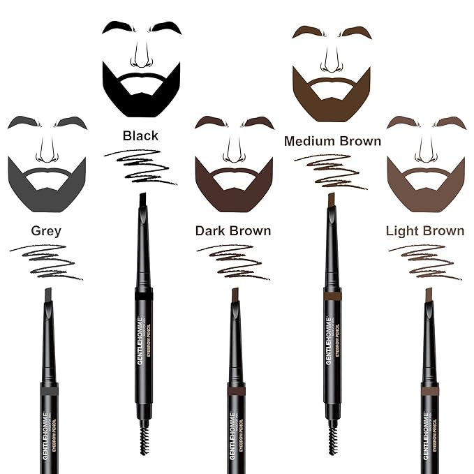 Men's Brow Pencil - 2-in-1 Brow Brush & Lead Pencil - Shape, Define & Fill In Eyebrows - Ultra-Thin - Long-Lasting Color - Vegan - Light Brown