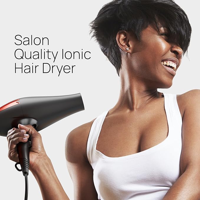 TREZORO Professional Ionic Hair Dryer for Salon - 2200W Powerful Blow Dryer - Lightweight Travel for Normal & Curly Hair Includes Volume Styling Nozzle