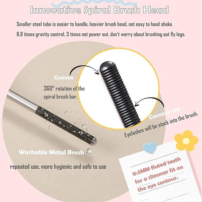 2PCS Iron Wand Mascara, 2025 New Black Washable Metal WandMascara, 3D Curling Iron Wand Fiber Lash Mascara Extension Super Volume Eyelash Non-Clumping Smudge-Proof Long Lasting (Black)