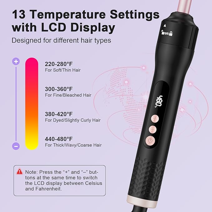 2 in 1 Curling Wand Set, 1/2 Inch Curling Iron Set with Interchangable Ceramic Curling Wand 1 Inch, Fast Heating Up Hair Curler, Dual Voltage Wand Curling Iron