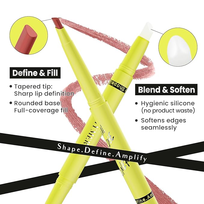 2-in-1 Lip Filler Liner w/Blending Tip, Creamy Matte Lip Pencil for Defining, Shaping & Featherproof Lock, Infused Jojoba Oil & Vitamin E, Vegan & Cruelty-Free, Peach Nectar