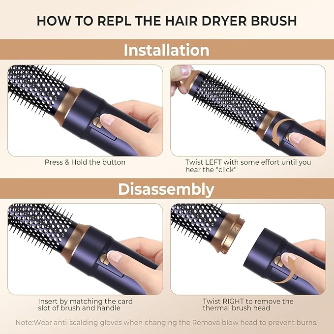 Hair Dryer Brush, 5 in 1 Multi Hair Styler,110,000 RPM High-Speed Negative Ionic Hair Dryer Fast Drying, Professional Blow Dryer Brush for Curling Volumizing Straightening Waves Styling - Salon Tools