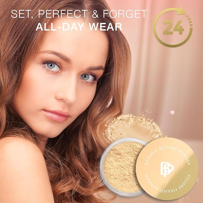 Bellapierre XL Banana Setting Powder – Color-Correcting Brightening Powder, Matte Finishing Tint, Translucent Under-Eye Baking Makeup, Lightweight Talc-Free Formula - Medium – 1 oz
