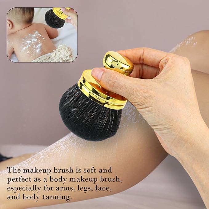 Extra Large Body Makeup Brush - Self-Tanning Applicator for Effortless Tan Blending on Legs and Back - Versatile Sunscreen Brush for Face and Body Beauty (gold)