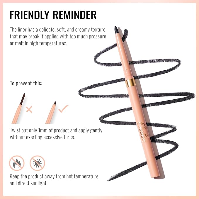 Oulac Black Eyeliner Pencil Waterproof Smudge Proof, Retractable Eye Liner Pen, Smooth and Creamy Eye Makeup for Precision Application Vegan & Cruelty-Free, 01 Noir