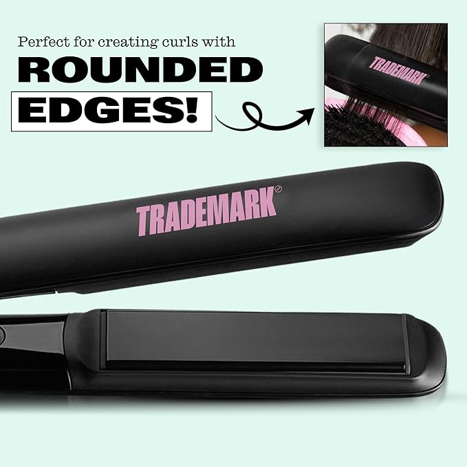 Trademark Beauty Cosmic Flat Iron Hair Straightener, 1 Inch Ceramic Flat Iron, Hair Straightener for All Hair Types Hair, Fast Heating - Black
