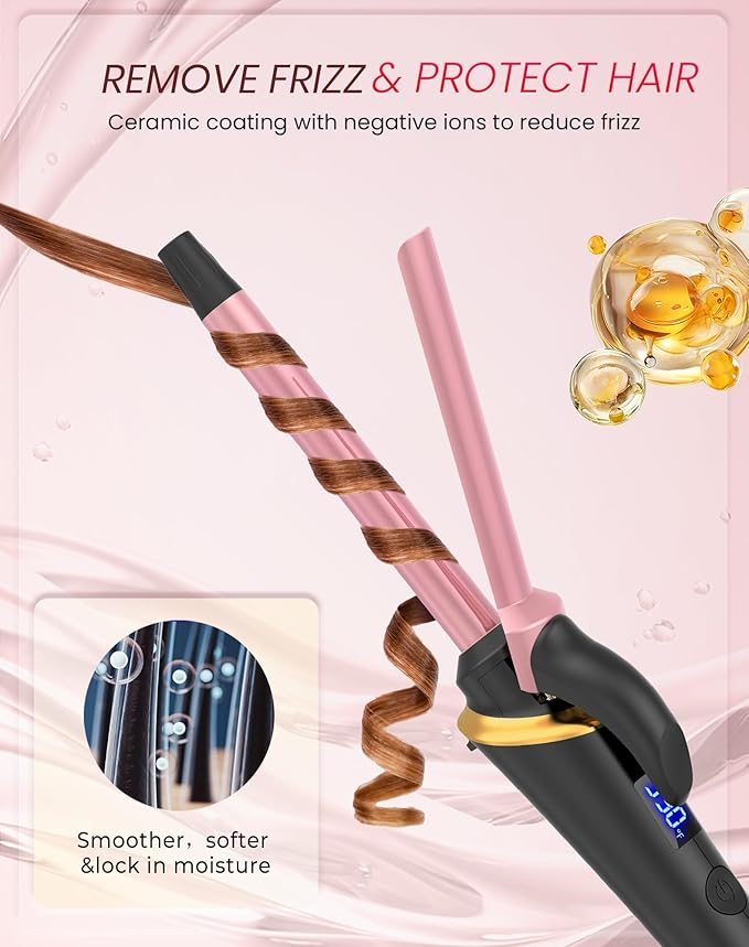 Ukliss Mini Curling Iron for Short Hair, Creates Perfect Tight Ringlets & Bangs, Fast Heat 30s, 5 Temp Settings, Dual Voltage, Auto Shut-Off & Anti-Scald Tip, Travel Friendly (Black, 1/2 Inch)