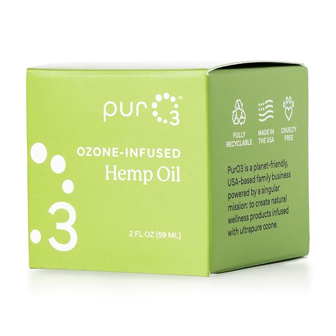 PurO3 Fully Ozonated Hemp Oil - Pure, Natural, Skin Care for Face & Body from Ozonated, Oxygenated Hemp Oil - Glass Jar, 2 oz