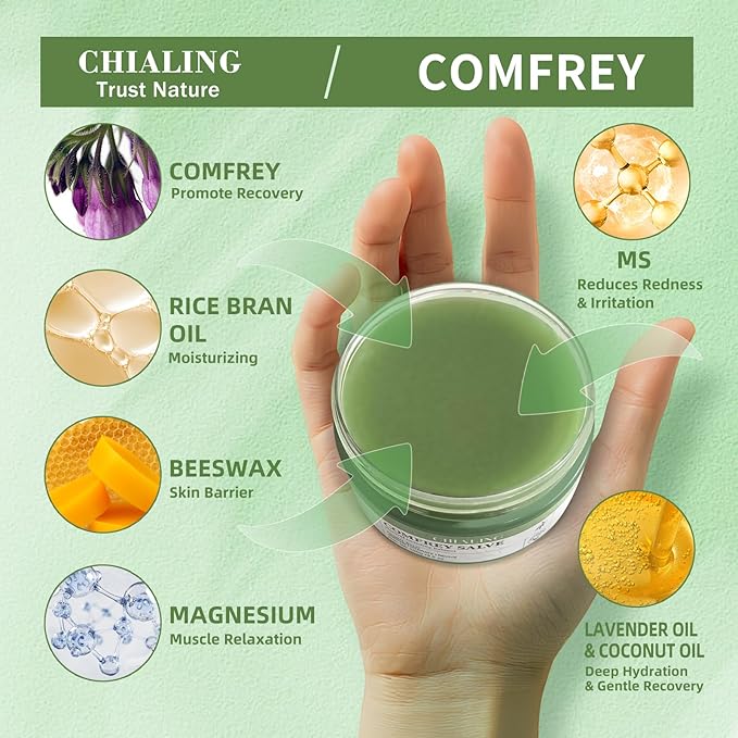 Handmade Organics Comfrey Salve 3.5oz – Natural Herbal Balm for Bones, Muscles, Joints, Knees & Skin - Made In USA - Handcrafted with Slow-Infused Herbs & Mineral-Rich Ingredients for Daily Skin