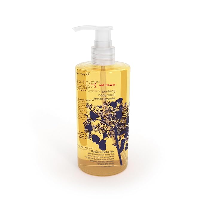 Red Flower French Lavender Purifying Body Wash – Cleanse & Hytdrate Botanical Shower Gel with Organic Fruit & Leaf Extracts for Hydrated, Radiant Skin (10 oz)