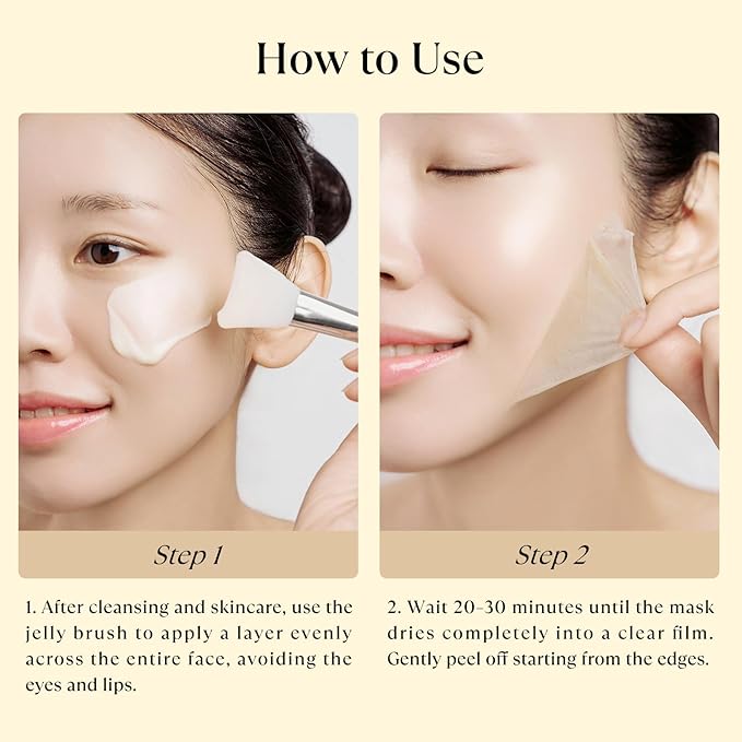 HONEY ZIP Korean Collagen Wrapping Mask with Jelly Brush, Honey Peel Off Mask for Hydrating, Elasticity and Glass Skin, Suitable for All Skin Types, 60g