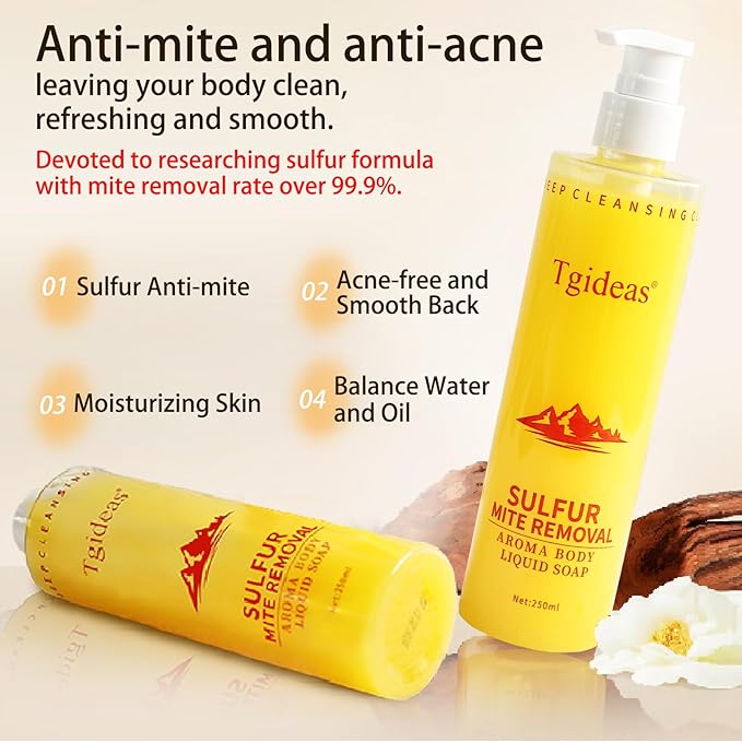 Sulfur Soap Body Wash Shampoo - Deep Cleansing for Balancing Skin - Gentle Daily Care for Body and Scalp - 500ml for Men and Women