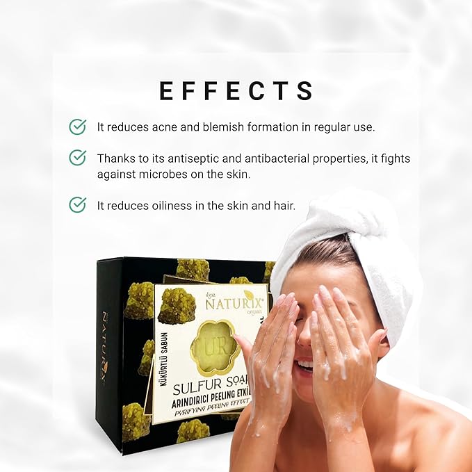 Sulfur Organic Bar Soap Moisturizing Soap Made from Natural Oil | Hair Hand Face Body Bath Wash | Skin Care Cleanser Shampoo