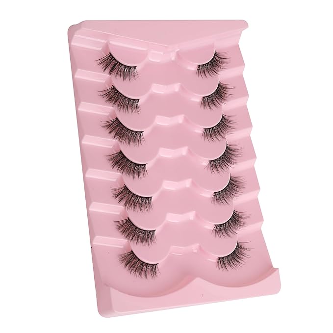 Half Eyelashes Natural Look False Eyelashes Half Lashes Cat Eye 14mm Wispy Eyelashes with Thin Band 3D Volume False Lashes Soft Strip Lashes Pack C Curl Natural Eyelashes Fake Lashes 7 Pair EVENTILL