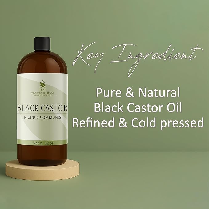 Jamaican Black Castor Oil - 32 OZ Pure, Cold Pressed, Filtered Hexane & Chemical Free, PBA-Free Plastic Caster - Hair Growth, Body, Skin - Brows, Lashes