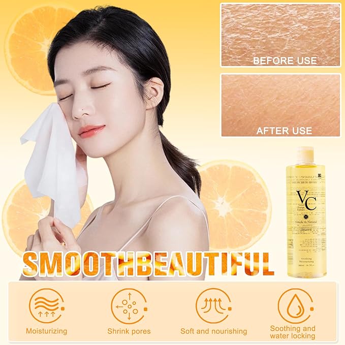 VC Toner,Moisturizing Face Toner Hydrating Facial Essences,Lightweight Face Moisturizer,Vitamin C & Sweet Orange Essence, Minimizes Pores & Soothes Dry Skin for All Types,300ml