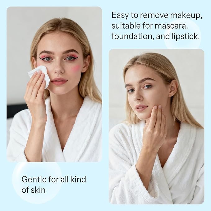 Makeup Remover Wipes Individually Wrapped Pack of 200,Avocado Scent 7x7.9 inch Blue Travel Size Facial Cleansing Wipes Towelette for Face Cleansing,Skin Care,Hotel,Camping,Gym,Office