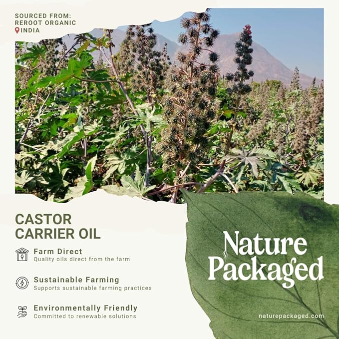 Organic Castor Oil Direct From India - Cold Pressed Castor Oil For Face, Hair Growth, Eyelash Serum, Eyebrow - Skin and Face Moisturizer and Detox - Hexane Free 1 Gallon