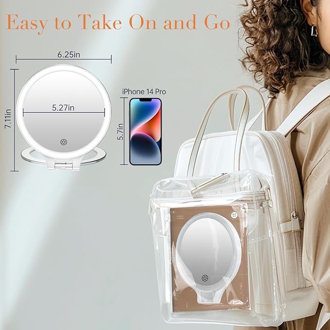 FASCINATE Magnifying Mirror with Light 20X/1X, Double Sided Travel Mirror with Light, Rechargeable Makeup Mirror with 3 Color Setting Adjustable Stand Lighted Vanity Portable Desk Cosmetic