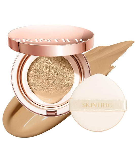 Full Coverage Cushion Foundation, Weightless, Skin Fit, Satin Glow Finish, Oil-Control Waterproof Foundation, Sweatproof Flawless BB Cream CC Korean Makeup