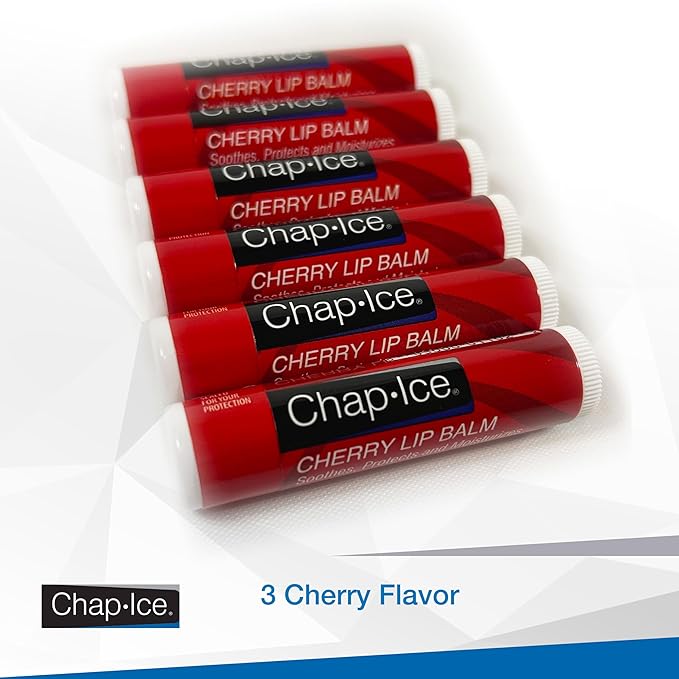 Chap-Ice Full-Stick Traditional Lip Balm with SPF - 6 count (6 Count, Cherry (SPF-4))