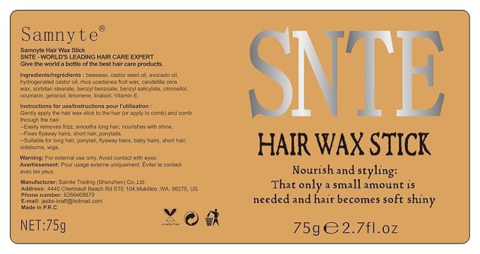 Samnyte Hair Wax Stick, 2PCS Wax Stick for Hair Slick Stick, Hair Wax for Flyaways Hair Gel Stick Non-greasy Styling Cream for Fly Away & Frizz Hair