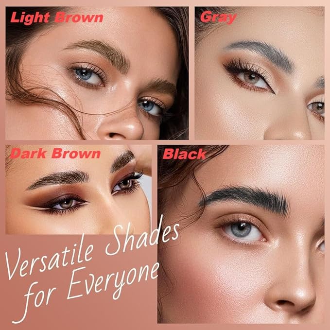 Two Eyebrow Pencils, 2025 NEW Waterproof Magic Eyebrow Pencil, Dual-Ended 3D Microblading Eyebrow Pen with 4 Tip & Eyebrow Brush, Makeup Long-Lasting Eyebrow Pen for Women (04#Black*2)