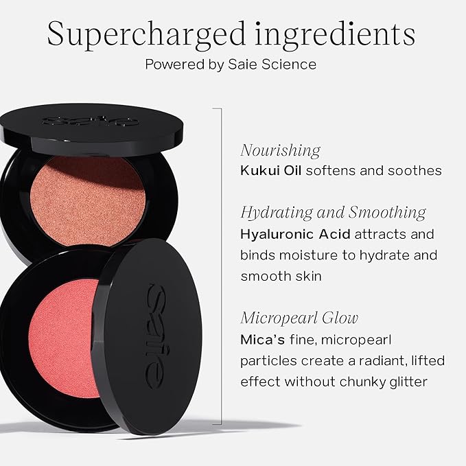 Saie Glow Sculpt Multi-Use Highlighter + Cream Blush Refill - Lightweight with Hyaluronic Acid + Micropearl for Radiant, Glowing Skin - Quartzglow (.02 oz)
