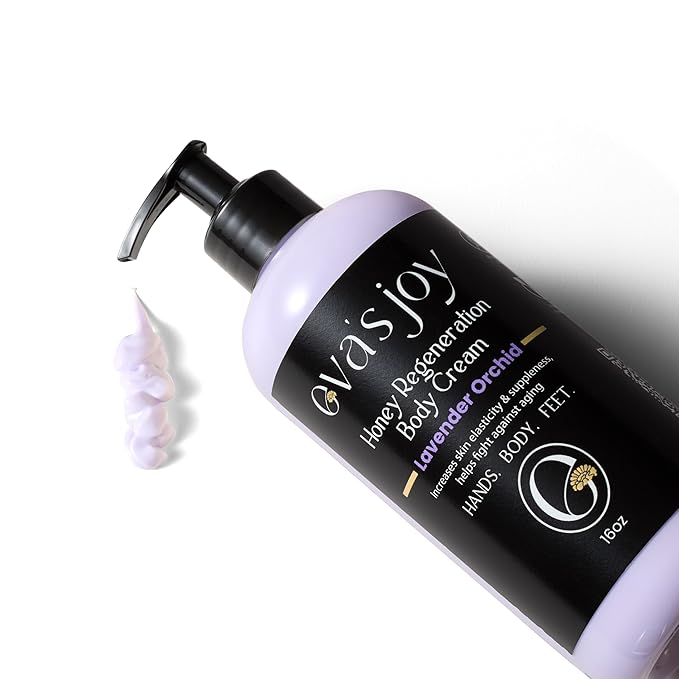 Eva's Joy Lavender Orchid Regeneration Body Cream, Nourishing Moisturizer for Soft, Glowing Skin, Non-Greasy, Daily Hydration, Supports Skin's Natural Health, 16 oz