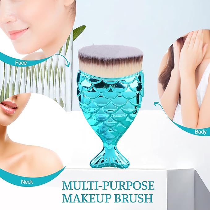 UNIMEIX Sunscreen Brush for Face Kabuki Brush Sunscreen Applicator for Kids Foundation Makeup Brushes for Liquid Foundation Powder Cream Contour Buffing Stippling Blending (Cyanblue)