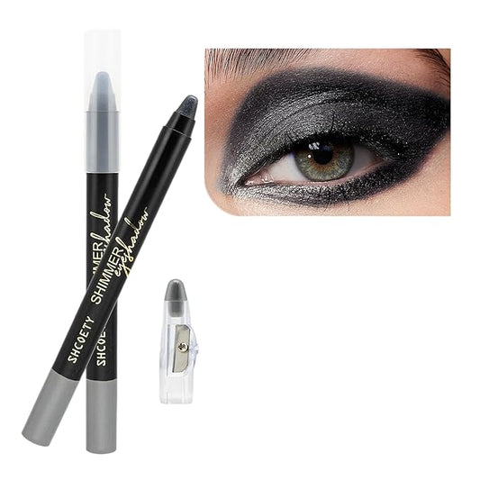 Black Eyeshadow Stick Makeup, Highlighter Cream Brightener Eye Shadow Pencil, Waterpoof Long Lasting Shimmer Eyeliner, Glitter Primer Palette Crayon
