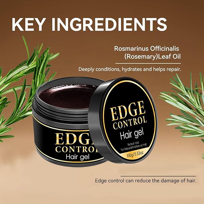 Strong Hold Edge Control Gel for Black Women, Edge Control Wax Hair Gel, Hair Braiding Gel Non-greasy Edge Wax Styling Tamer Natural Formula, Non-Flaking, No White Cast, Long Lasting