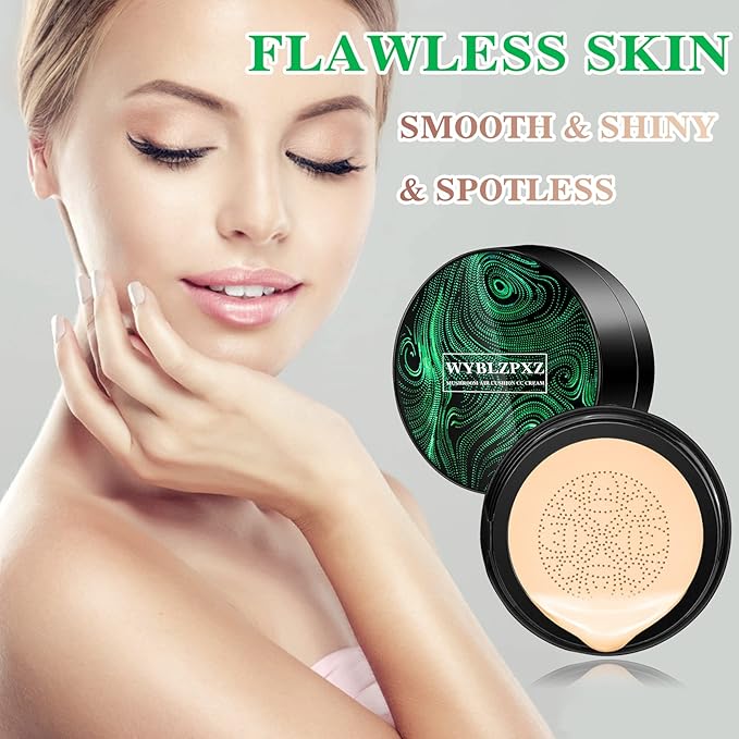 Mushroom Head Air Cushion CC Cream BB Cream Cushion Foundation Moisturizing Full Coverage Foundation Concealer Lasting Foundation Makeup Even Makeup Base Primer（Ivory）