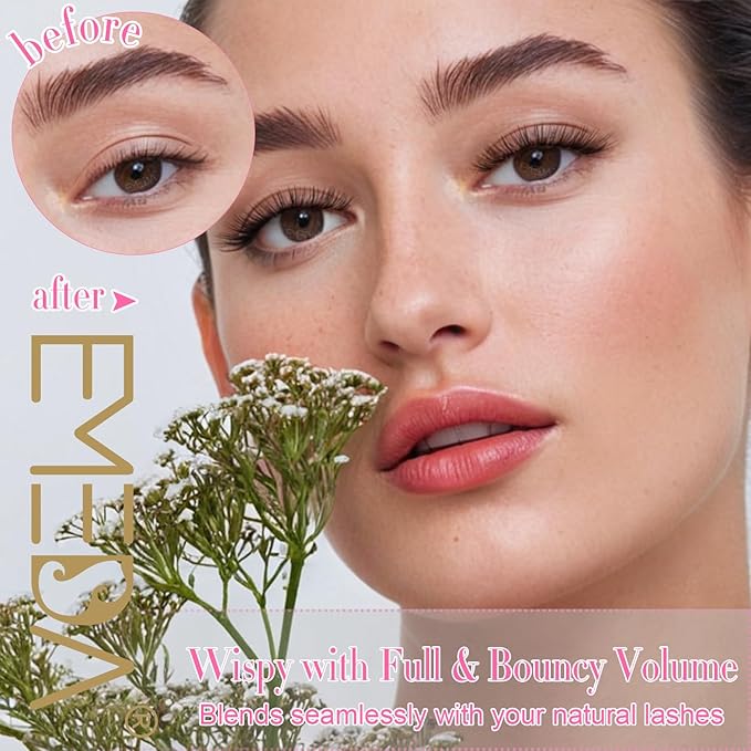False Eyelashes Natural Lashes Wispy - 12mm Pestañas Postizas Naturales Cat Eye 10 Pairs Demi Wispies Short Fake Lashes Strips with 0.1mm Ultra Thin Clear Band by EMEDA (WISPY 02)