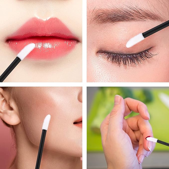 Tbestmax 400 Spoolies Mascara Wand and Lip Brush Disposable Lash Brushes for Eyelash Extensions, Lipstick Lip Gloss Wands Applicator Tool (Black+Hotpink)