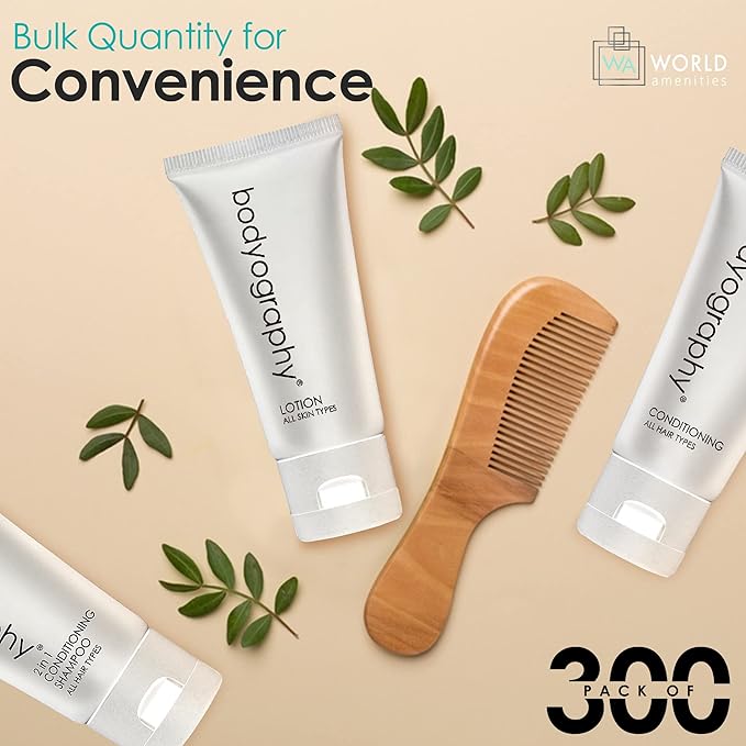 Bodyography blanc- Bulk Hand and Body Lotion | 300 Count | Vanilla White Tea, Mini Travel Size Toiletries (100% Recyclable Tube with Flip Top Cap) Hotel Amenities, for All Skin Types