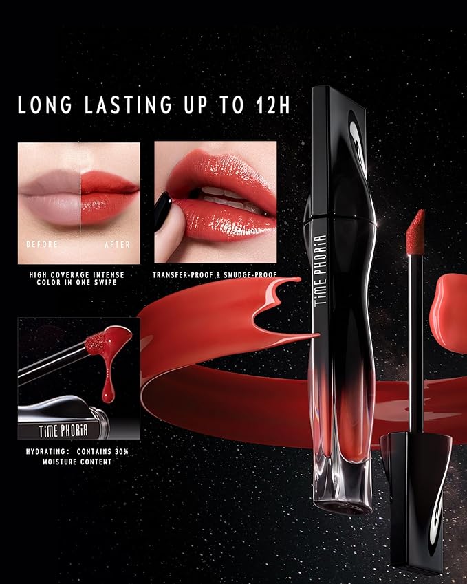 Stellar Dust Lip Stain 09 Enigma, Transfer-Proof & Smudge-Proof Lip Gloss, Deep Red Brown Tinted Glossy Finish, High-Pigment Vibrant, Hydrating Lightweight Long-Lasting Lip Makeup for Women