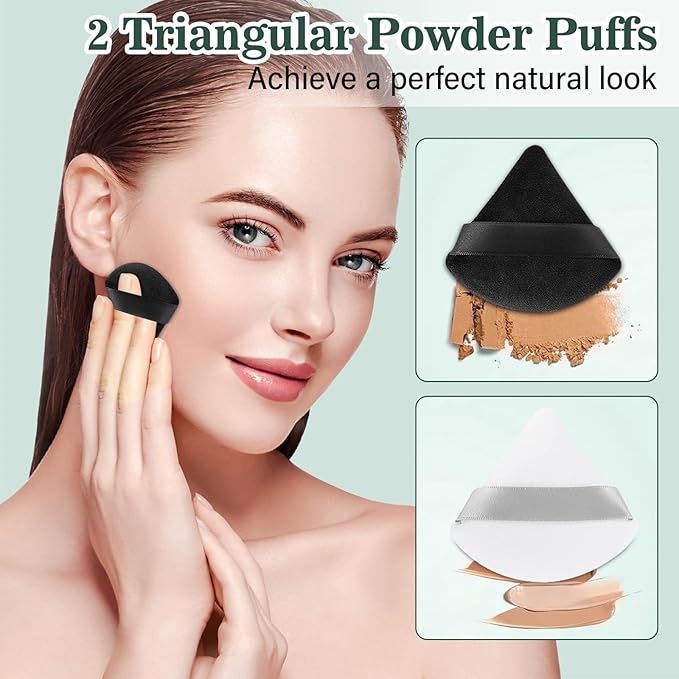 Makeup Brushes 20PCs Makeup Brush Set with Foundation Eyebrow Blending Concealer Blush Eyeshadow Contour Lash Powder Brush, Travel Make Up Brush Kit with Case & 2 Powder Puff - Baby Blue