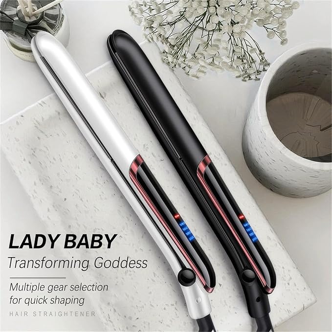 1 inch Hair Straightener, 2 in 1 Professional Ceramic Flat Iron & Curler, Rapid 30-Second Heat-Up, 30% Longer Ceramic Floating Plates, 4-Level Temperature Adjustable Hair Styling Tool (White)